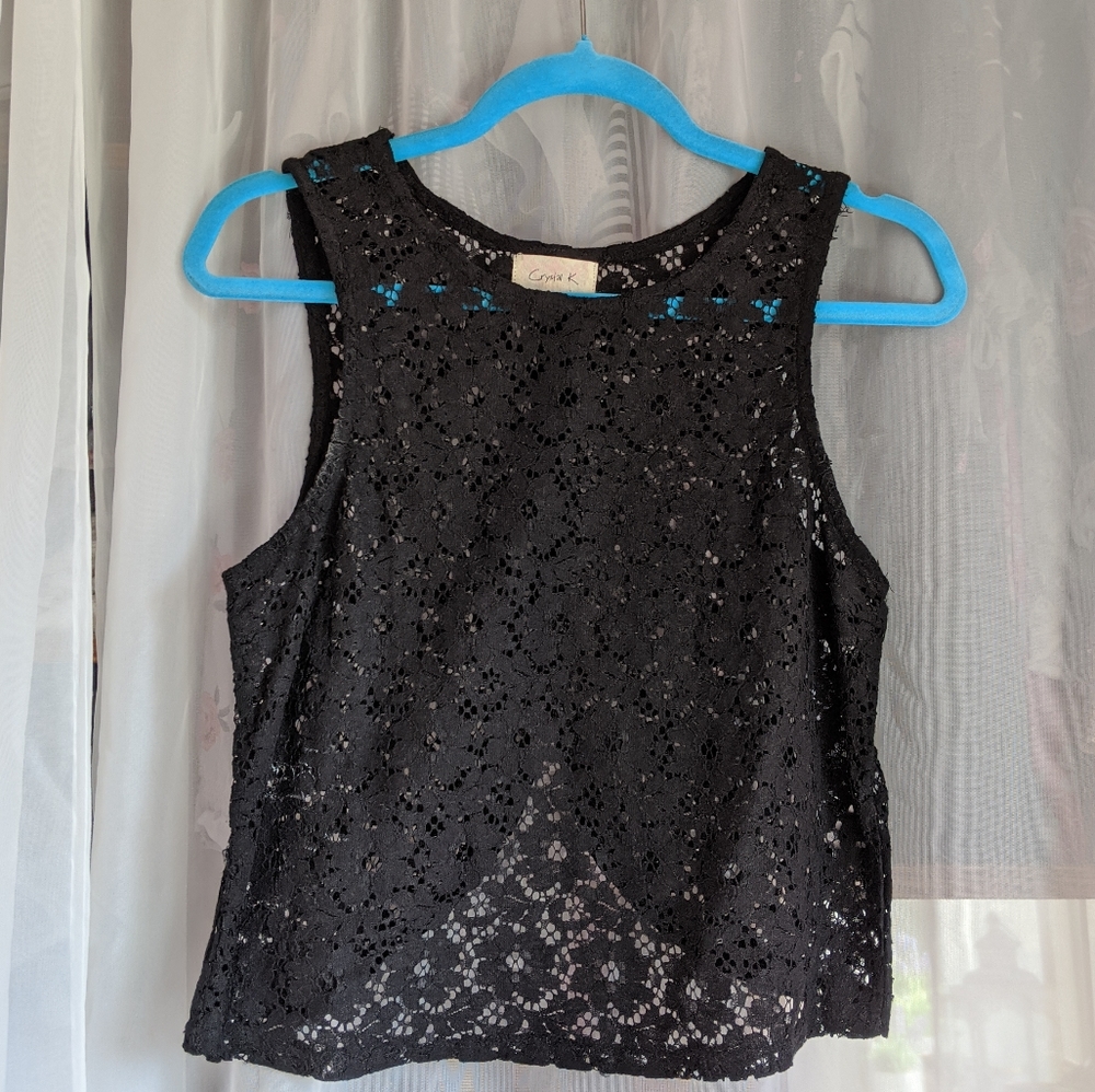 Lace blouse - black - small